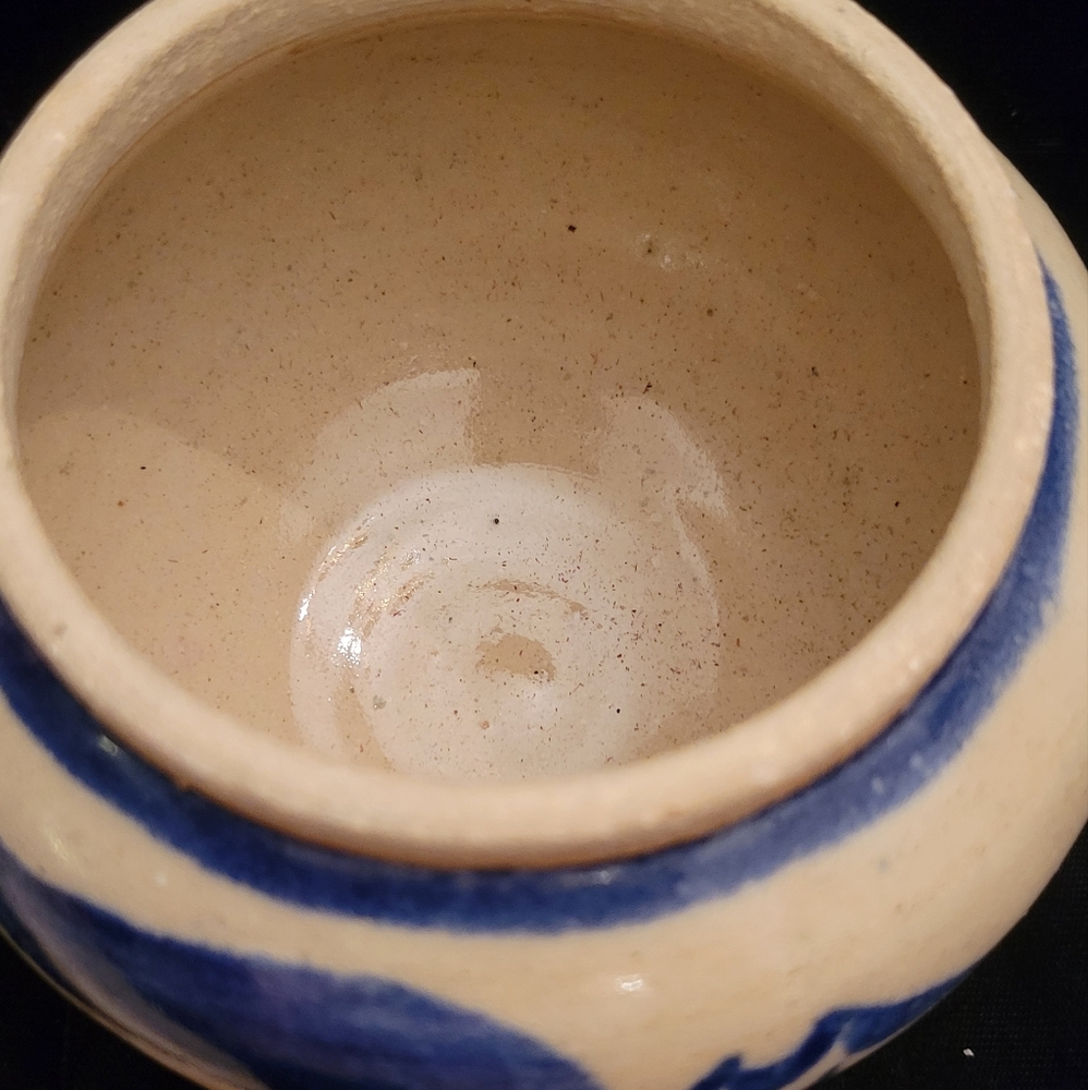 Pottery Ginger Jar with lid. Salt-glaze gray and blue Asian design. - Picture 7 of 7